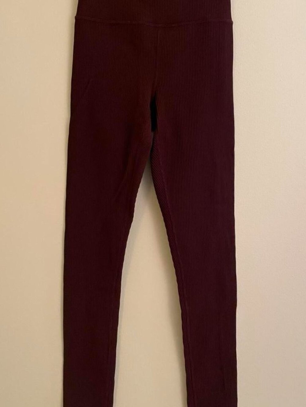Athleta. Burgundy high-waisted ribbed leggings.